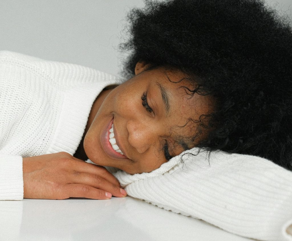 Sleep, African, girl, Smile, hair